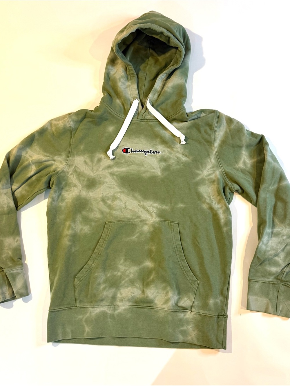 Champion Olive Green Tie-Dye Hoodie Womens Size Medium